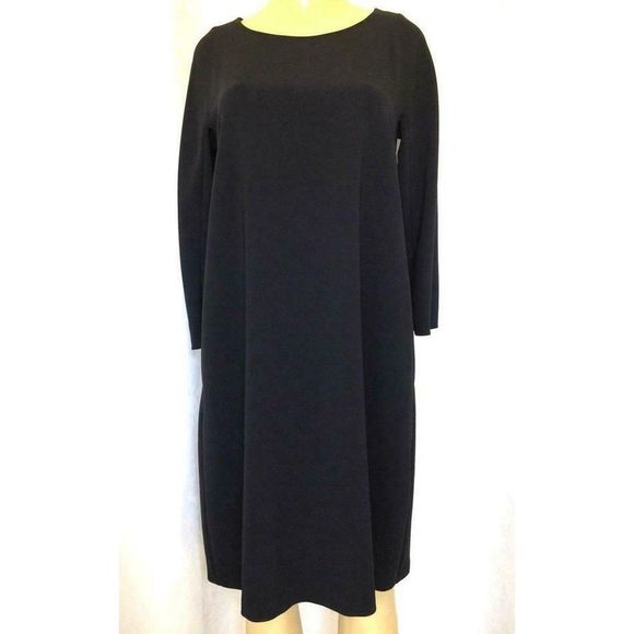 Max Mara Studio Shift Dress Black 3/4 Sleeve Tunic - Picture 2 of 8